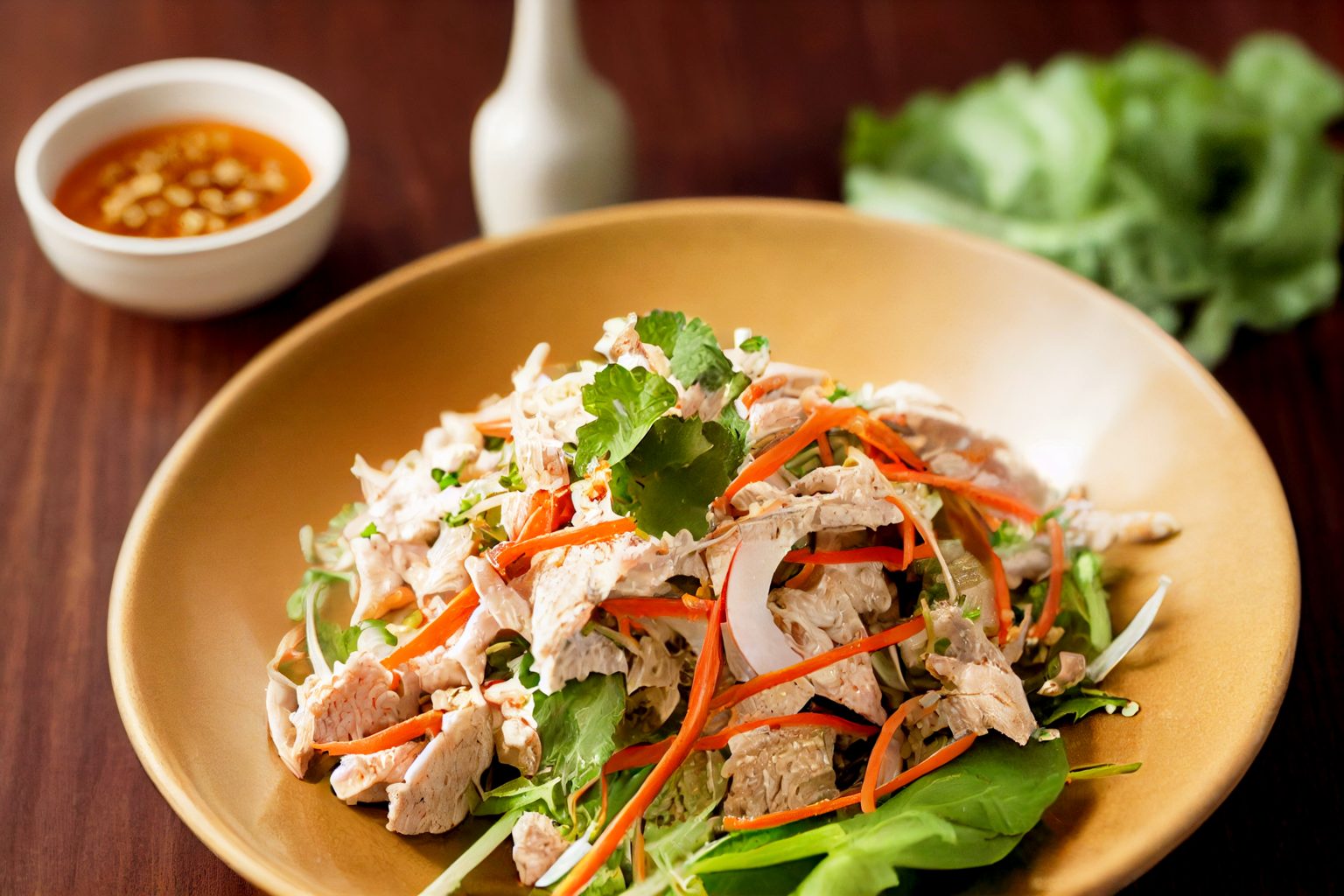 Vertical shot of Delicious larb gai chicken salad 3d illustrated A Taste Of Harmony